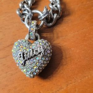 Juicy Couture crystal puffy heart necklace Y2K